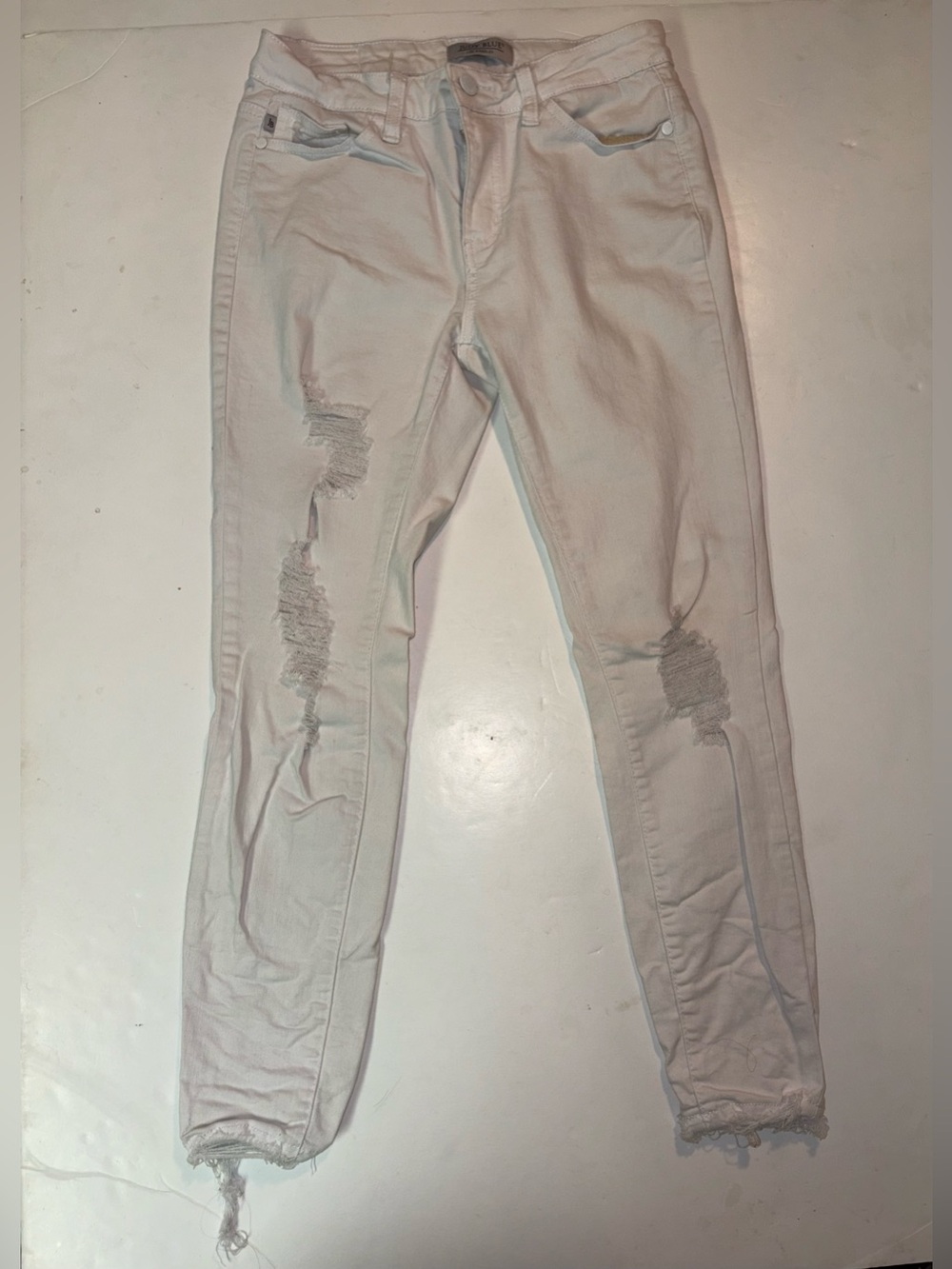 Judy Blue Size 7/28 White Distressed Skinny Fit Jeans JB8485 Womens Raw Hem